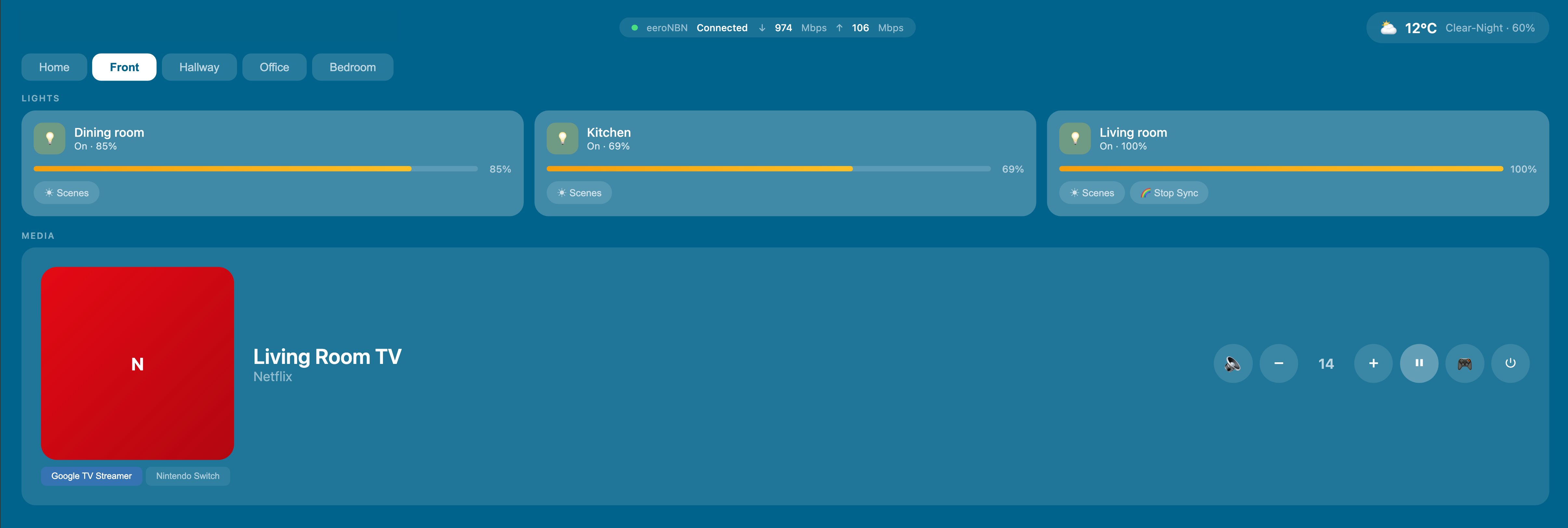 Home Assistant control dashboard I designed and built